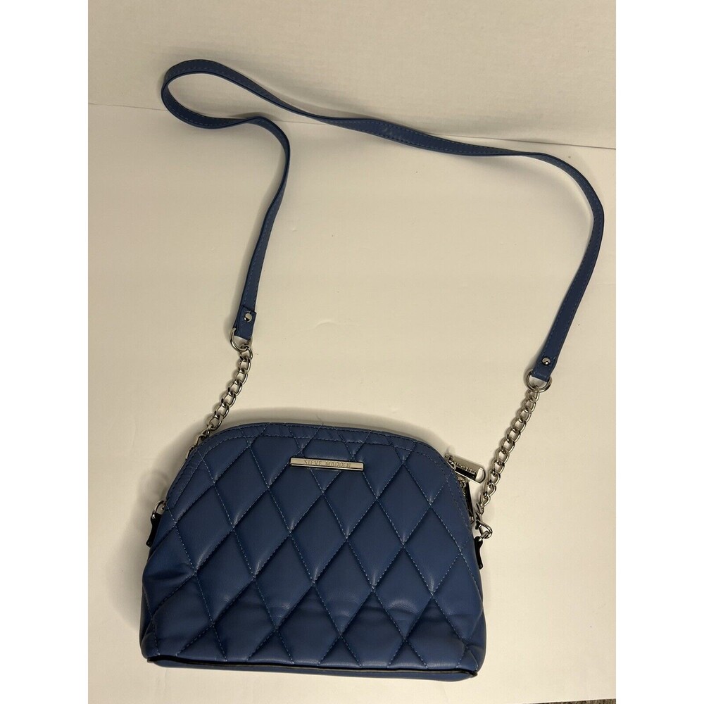 Steve Madden Womens DT616070 Ocean Blue Leather Quilt Bmaggie Zip Crossbody Bag